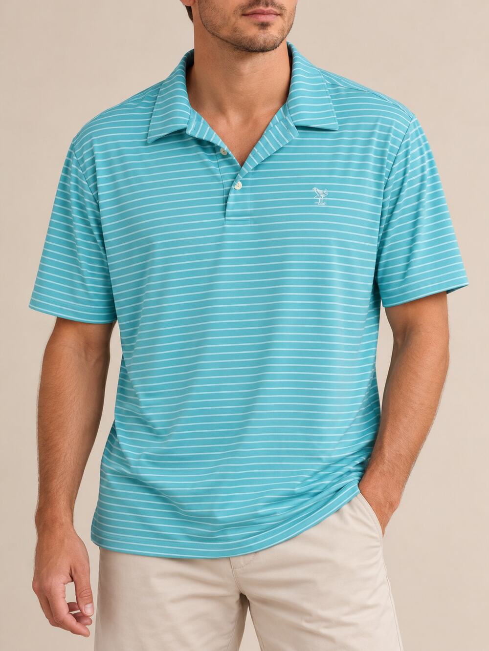 Peter Millar Golf Polo Shirt XL Aqua Stripe Summer Comfort Short Sleeve Stretch